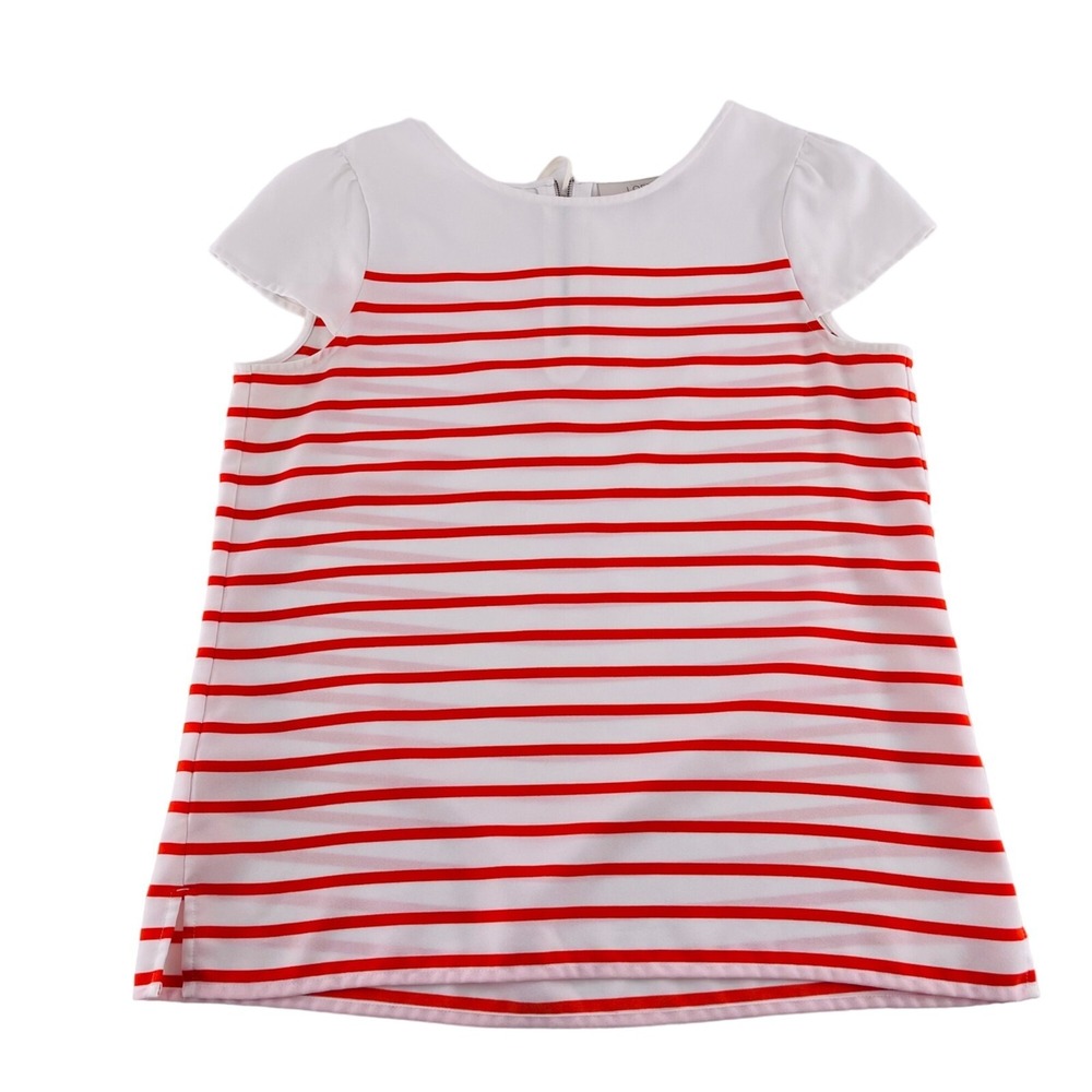 Ann Taylor LOFT‎ Red White Striped Short Sleeve Blouse Top Medium Workwear